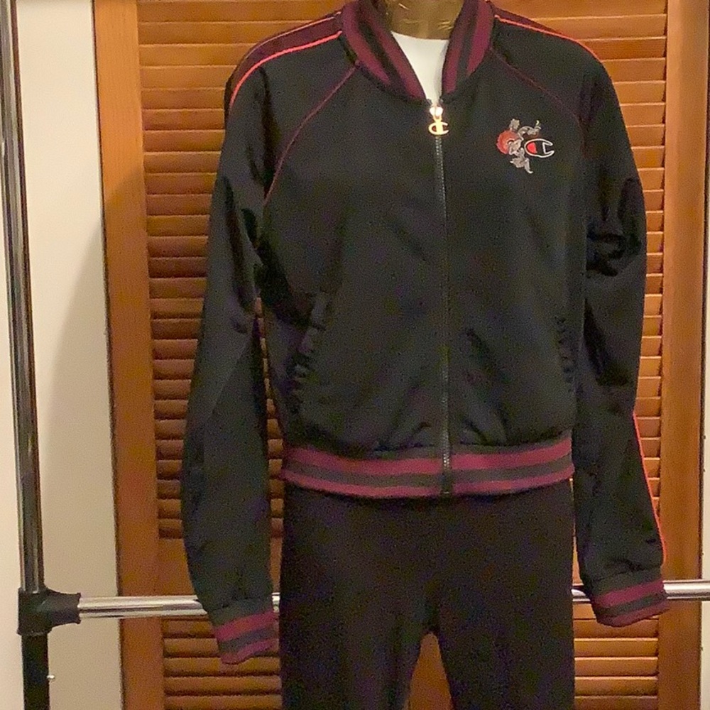 Champion Black Bomber Style Zip-Up Jacket